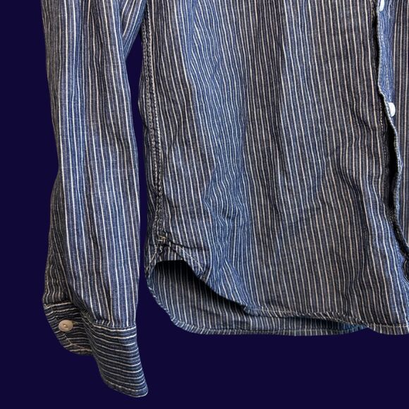 GAP Denim Hickory Long Sleeve Oxford Shirt - Picture 3 of 7